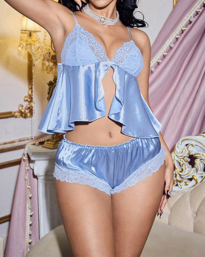 Elif™ | Luxury Women's Pajama with Lace and Ruffle Details