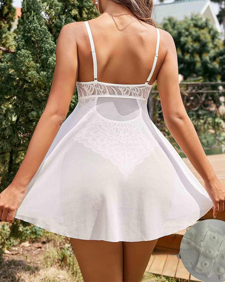 Natalia™ | Luxury Lace Teddy with Airy Mesh Overlay