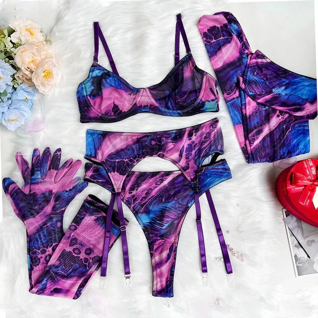 Amanda™ | Complete 5-Piece Tie-Dye Lingerie Set