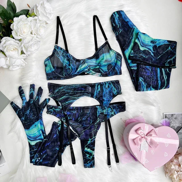 Amanda™ | Complete 5-Piece Tie-Dye Lingerie Set