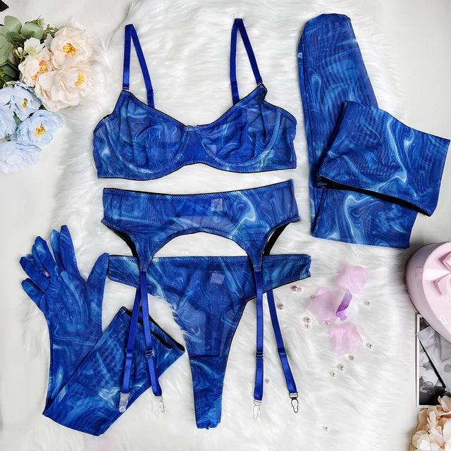 Amanda™ | Complete 5-Piece Tie-Dye Lingerie Set