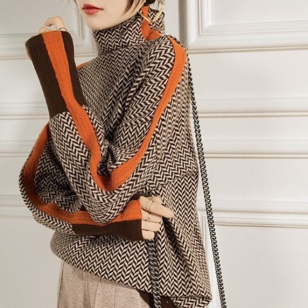 Clara™ | Turtleneck with Contrasting Stripes