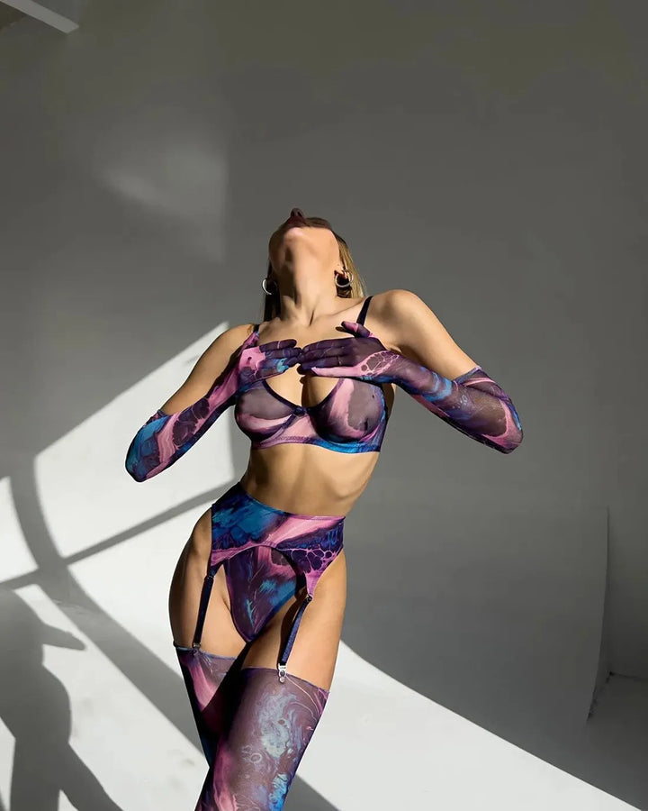 Amanda™ | Complete 5-Piece Tie-Dye Lingerie Set