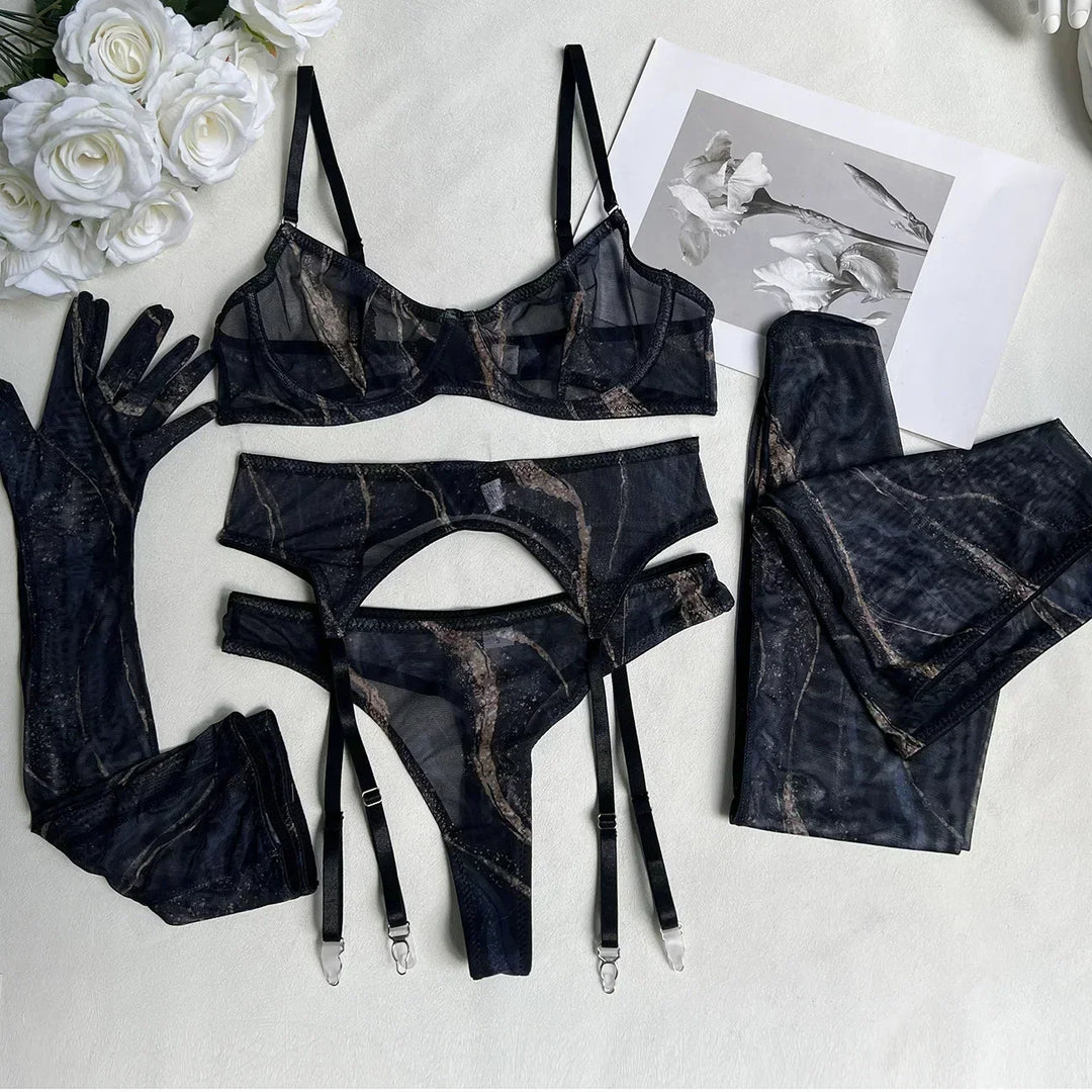 Amanda™ | Complete 5-Piece Tie-Dye Lingerie Set