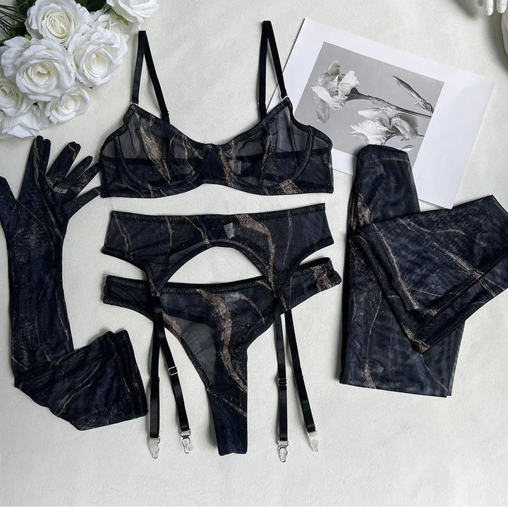 Amanda™ | Complete 5-Piece Tie-Dye Lingerie Set