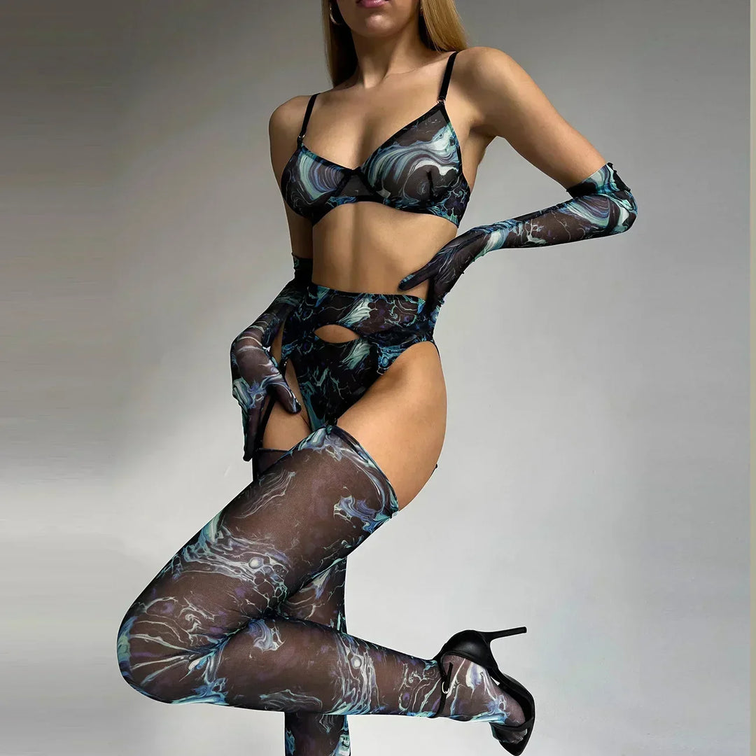 Amanda™ | Complete 5-Piece Tie-Dye Lingerie Set