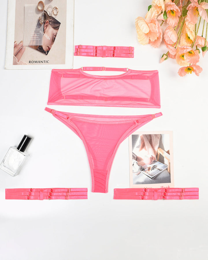 Eline™ | 4-Piece Sheer Mesh Lingerie Set