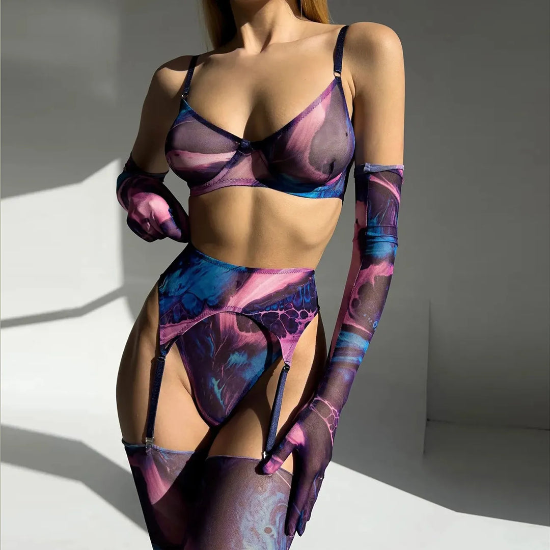 Amanda™ | Complete 5-Piece Tie-Dye Lingerie Set