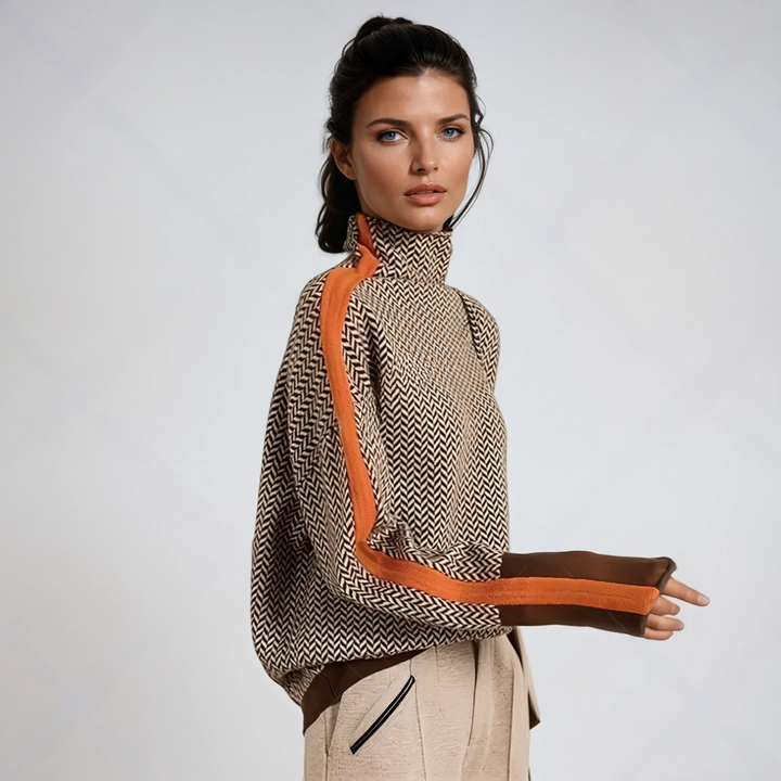 Clara™ | Turtleneck with Contrasting Stripes